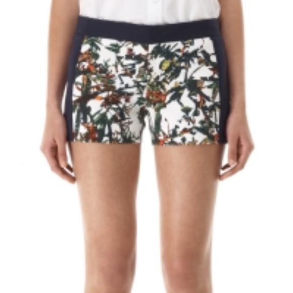Club Monaco Pants - Club Monaco High Waist Floral Women's Shorts - Black and Green